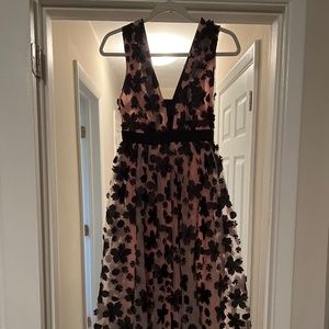 Anthropologie pink 3D floral dress